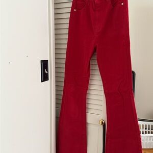 PrettyLittleThing Bold Red Flare Jeans